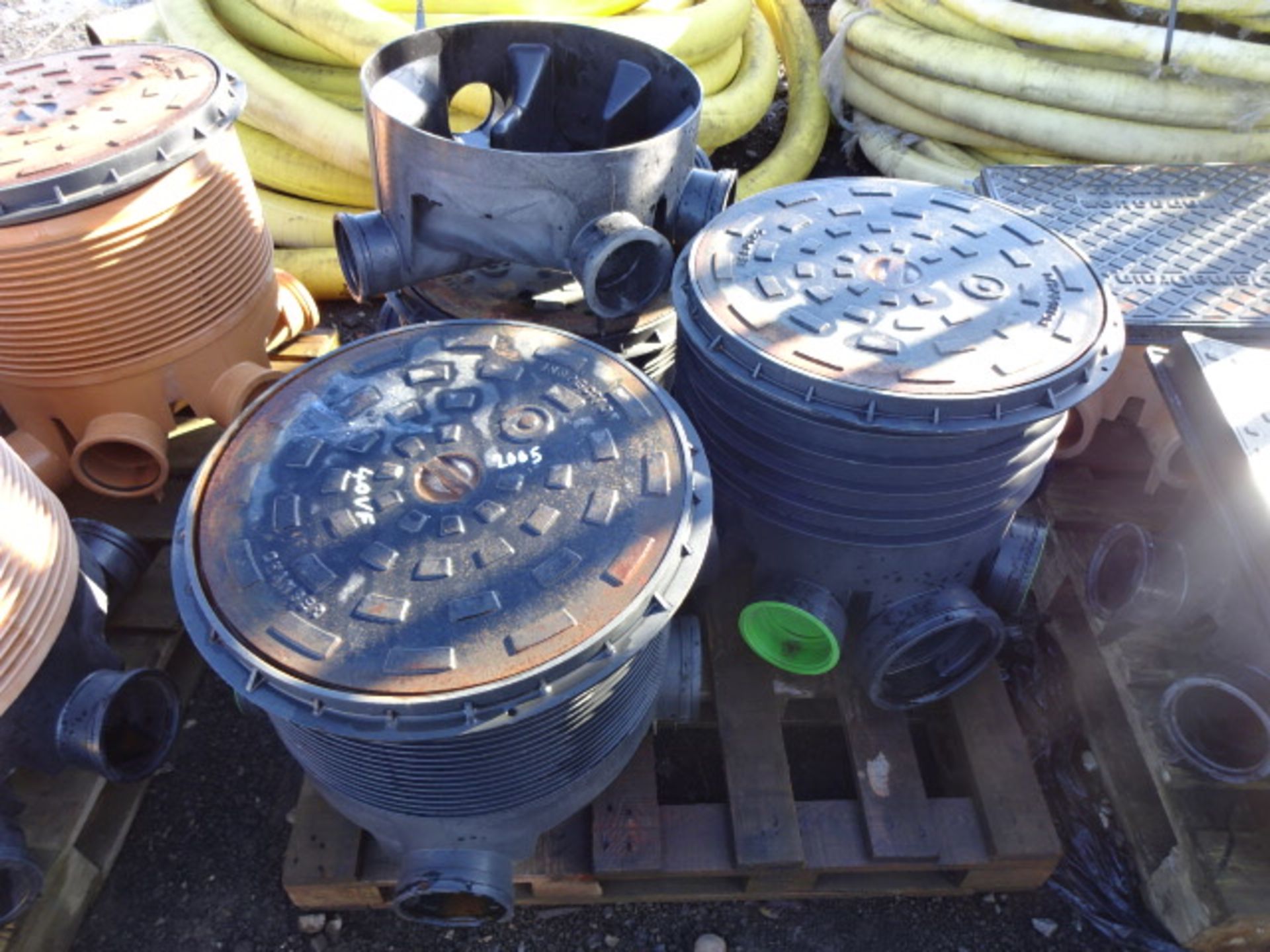 3 x Round steel manholes