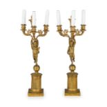 "COPPIA DI CANDELABRI IN BRONZO DORATO, XIX SECOLO"