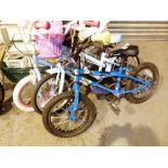 Three childrens bikes