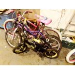 Three childrens bikes