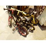 Three childrens bikes