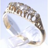 18ct gold antique five stone diamond ring,