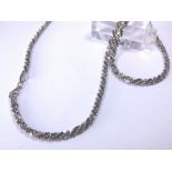 Sterling silver fancy chain and bracelet set