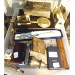 Tray of mixed collectables including a silver Masonic knife and micrometer