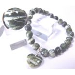 Sterling silver Russian serpentine ring and bracelet set