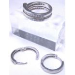 Sterling silver stone set ring and earring set,