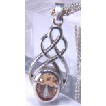 Sterling silver stone set celtic pendant on sterling silver chain