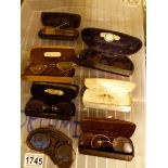 Seven boxed antique spectacles and lorgnettes