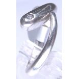 Sterling silver diamond set snake style ring