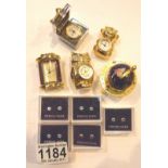 Mixed items including earrings and miniature clocks