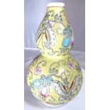 Famille Jaune double gourd vase depictin