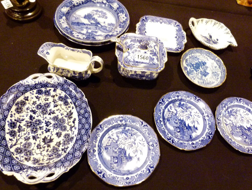 Blue and white ceramics including Burlei