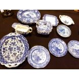 Blue and white ceramics including Burlei