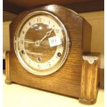 Oak cased Westminster chime mantel clock