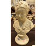 Plaster bust of a young boy, H: 43 cm