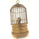 Brass birdcage clock, H: 16 cm