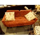 Upholstered wood and metal two seater se