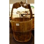 Rustic wooden coopered pail, H: 51 cm