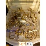 Tray of new belt buckles