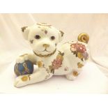 Franklin Mint glazed ceramic dog with ba