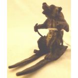 Cold painted bronze skiing bear H: 5 cm