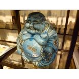 Large blue ceramic Bhudda H: 39 cm