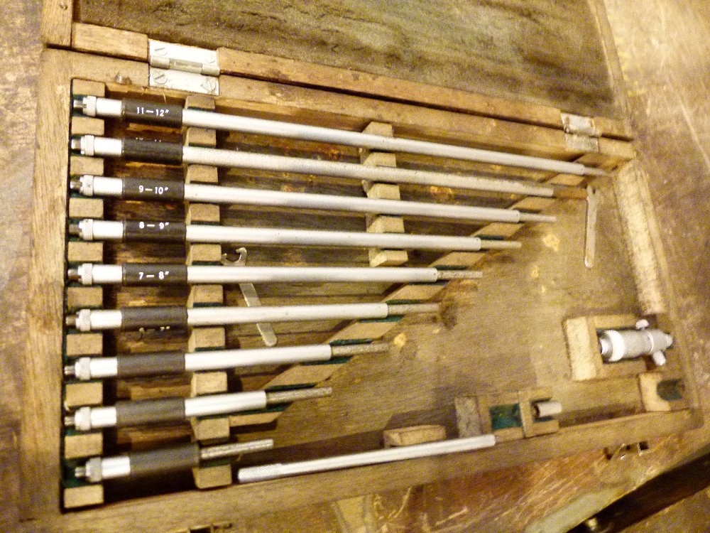 Mitutoyo 3-12 inch guage set in wooden c