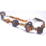 Amber choker with mixed beads