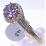 9ct gold fancy amethyst solitaire ring w