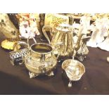 Silver plated tea service and other silv