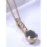 9ct gold sapphire and diamond pendant on