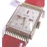 Chalet 14ct gold gents tank wristwatch