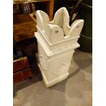 Large castellated white painted chimney pot