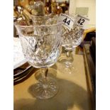 Three crystal wine glasses