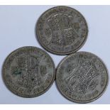 Three pre 1946 half crowns and a 1935 threepence