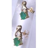 10 K emerald and diamond earrings,