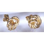 9 ct gold lovers knot stud earrings