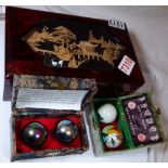 Oriental jewellery box and meditation balls