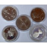 Five uncirculated coins,