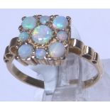 9ct gold vintage fancy opal ring ,