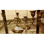 Matching pair of silver plate candelabra