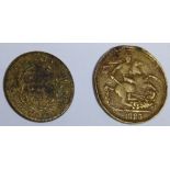 Two yellow metal George III tokens