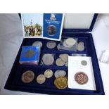 Box of mainly British coins including mother of pearl Chinese token,