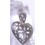 Sterling silver filigree heart pendant on sterling silver necklace