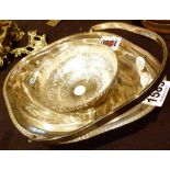 Silver plated oval basket and a silver plated bowl