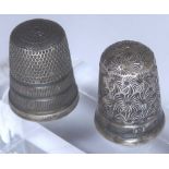 Charles Horner Chester hallmarked silver thimble and a sterling silver example