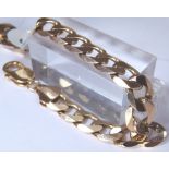 9 ct gold gents solid curb bracelet, 24.