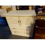 Cream table with two drawers,