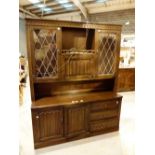 Large oak sideboard with lower cupboard,