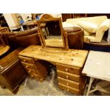 Pine dressing table with vanity mirror,